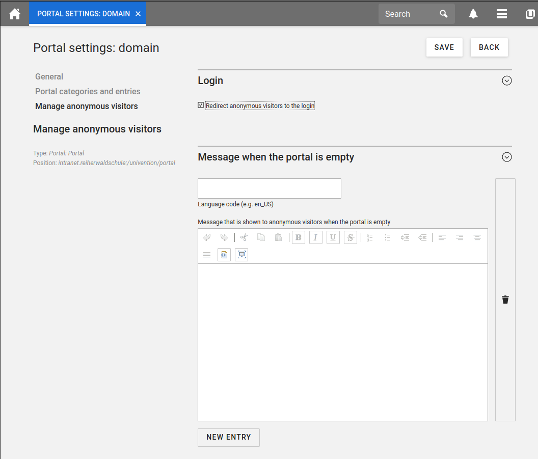 configure anonymous users redirect